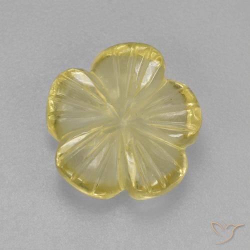 2.21ct Natural Amarelo Esverdeado Claro Quartzo, Flor cortada, Transparente