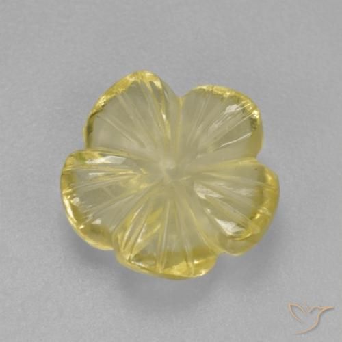 Quartzo Amarelo Esverdeado Claro Natural 2.21ct, Flor cortada, Transparente