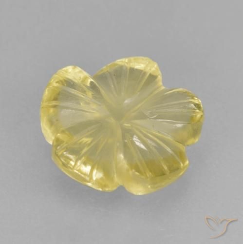Quartzo Amarelo Esverdeado Claro Natural 2.21ct, Flor cortada, Transparente