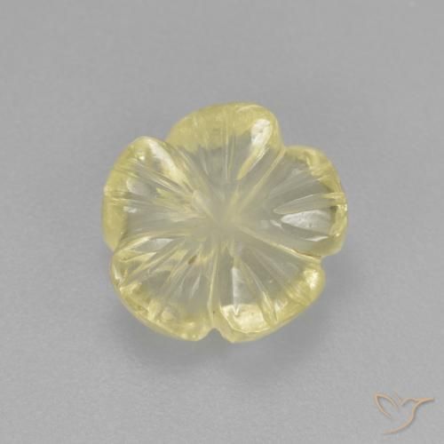 2.37ct Natural Amarelo Esverdeado Claro Quartzo, Flor cortada, Transparente