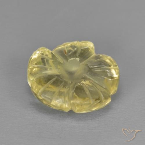 Quartzo Amarelo claro Natural 2.39ct, Flor cortada, Transparente