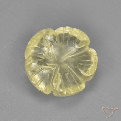 Quartzo Amarelo claro médio Natural 2.79ct, Flor cortada, Transparente