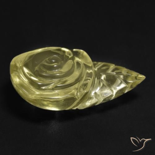 Quartzo Amarelo claro Natural 15.16ct, Flor cortada, Transparente