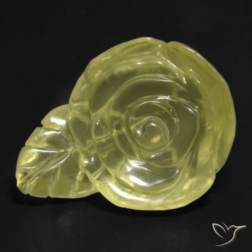 Quartzo Amarelo claro Natural 22.84ct, Flor cortada, Transparente