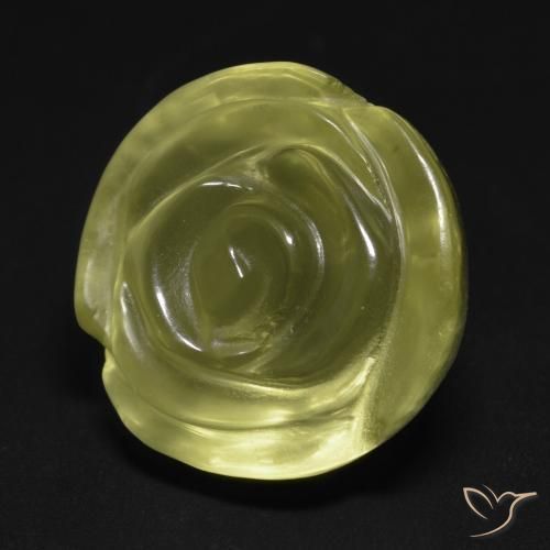 Quartzo Amarelo Esverdeado Claro Natural 19.51ct, Flor cortada, Transparente