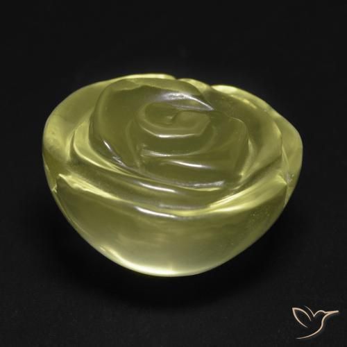 Quartzo Amarelo Esverdeado Claro Natural 19.51ct, Flor cortada, Transparente