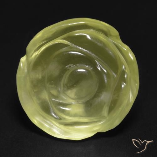 14.87ct Natural Amarelo Esverdeado Claro Quartzo, Flor cortada, Transparente