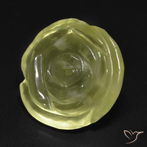 Quartzo Amarelo Esverdeado Claro Natural 14.87ct, Flor cortada, Transparente