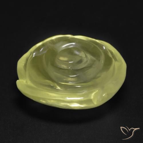 Quartzo Amarelo Esverdeado Claro Natural 14.87ct, Flor cortada, Transparente