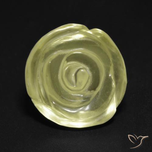 Quartzo Amarelo Esverdeado Claro Natural 11.54ct, Flor cortada, Transparente