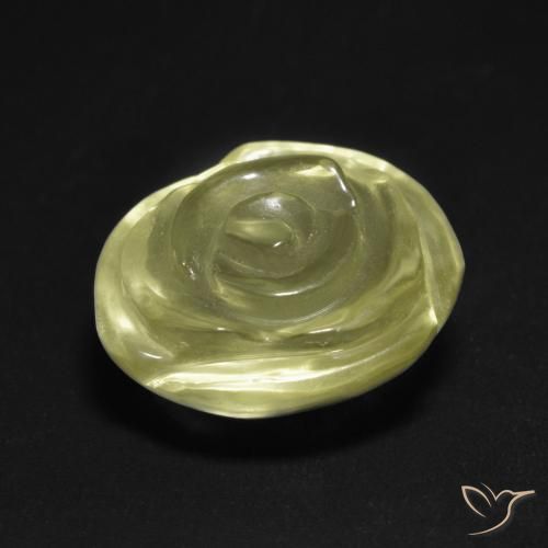 Quartzo Amarelo Esverdeado Claro Natural 11.54ct, Flor cortada, Transparente