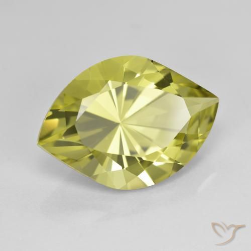Quartzo Verde amarelado Natural 7.34ct, Marquesa, VVS