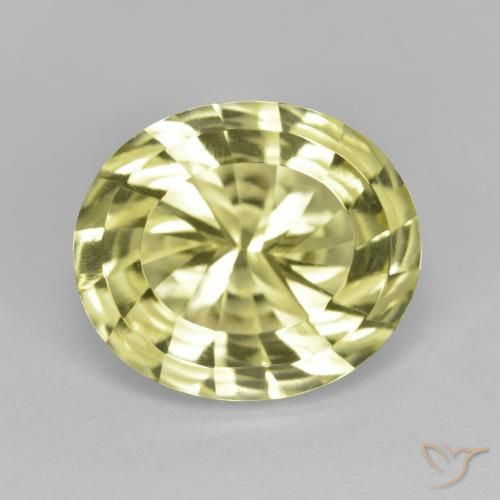 Quartzo Amarelo esverdeado Natural 6.71ct, oval, VVS