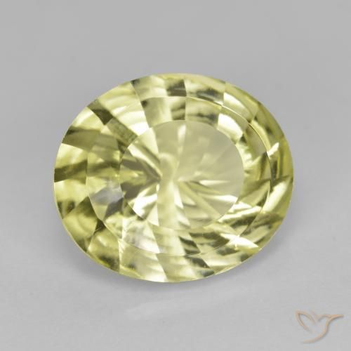 Quartzo Amarelo esverdeado Natural 6.51ct, oval, VVS