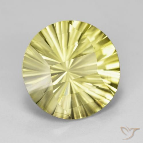 Quartzo Amarelo esverdeado Natural 8.25ct, Redondo, VVS