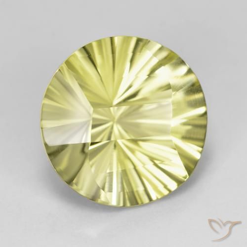 Quartzo Amarelo esverdeado Natural 8.91ct, Redondo, VVS
