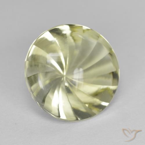 Quartzo Amarelo Esverdeado Claro Natural 5.17ct, Redondo, Transparente