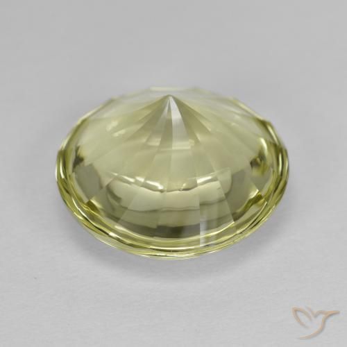 Quartzo Amarelo Esverdeado Claro Natural 5.17ct, Redondo, Transparente