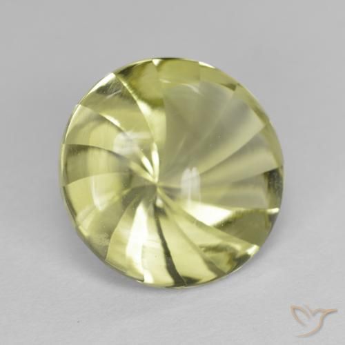 Quartzo Amarelo esverdeado Natural 5.17ct, Redondo, Transparente