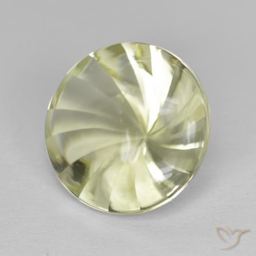 Quartzo Amarelo esverdeado Natural 5.32ct, Redondo, Transparente