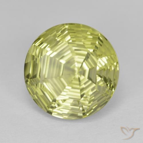 Quartzo amarelo médio Natural 6.24ct, Redondo, Transparente