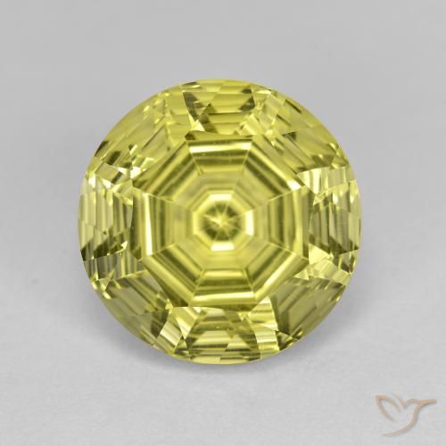 6.17ct Natural Amarelo esverdeado Quartzo, Redondo, VVS