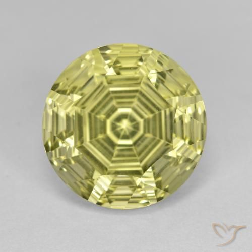 6.41ct Natural Amarelo esverdeado Quartzo, Redondo, VVS