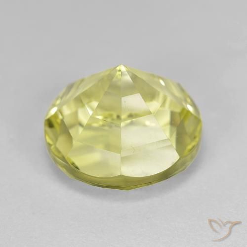 Quartzo Amarelo esverdeado Natural 6.41ct, Redondo, VVS