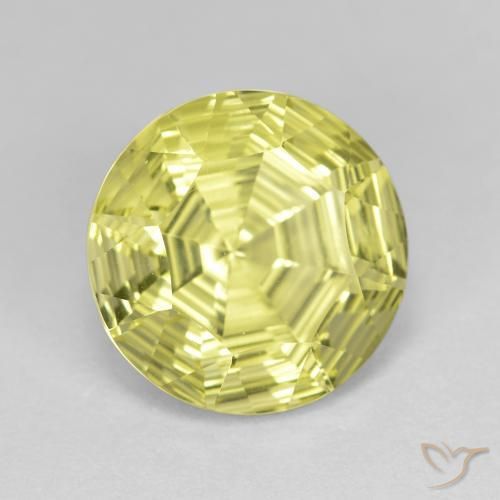 Quartzo Limão amarelo Natural 5.89ct, Redondo, VVS-VS