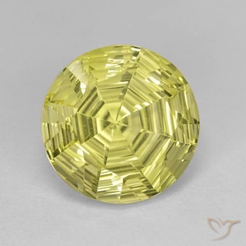 Quartzo Limão amarelo Natural 6.39ct, Redondo, VVS
