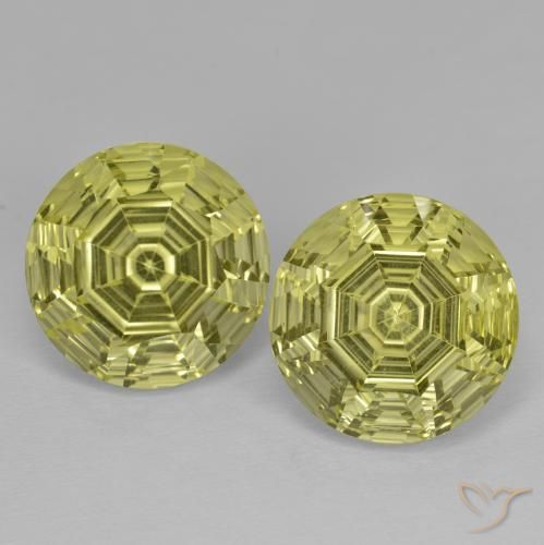 12.82ctw Natural Amarelo Abacaxi Claro Quartzo, Redondo, VVS