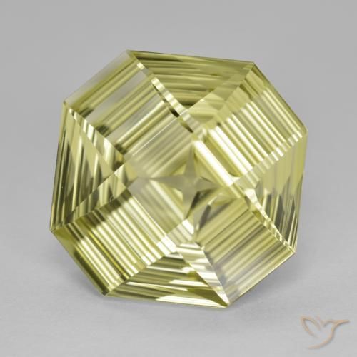 Quartzo Amarelo esverdeado Natural 8.77ct, Corte Octógono / Esmeralda, VVS