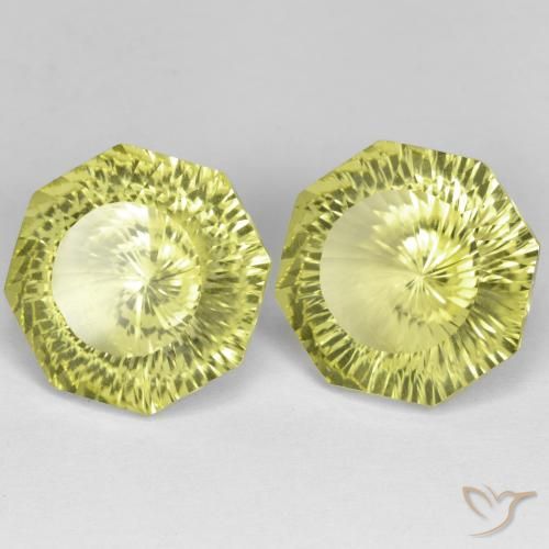 Pedras preciosas de Quartzo Amarelo esverdeado natural de 17.35 ct, Corte Octógono / Esmeralda, VVS-VS