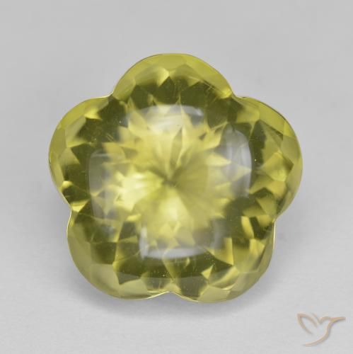 11.91ct Natural Amarelo Abacaxi Quartzo, Flor cortada, Transparente