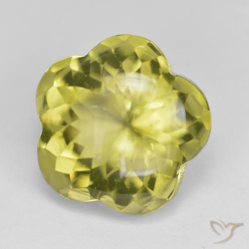 Quartzo Amarelo Abacaxi Natural 11.91ct, Flor cortada, Transparente