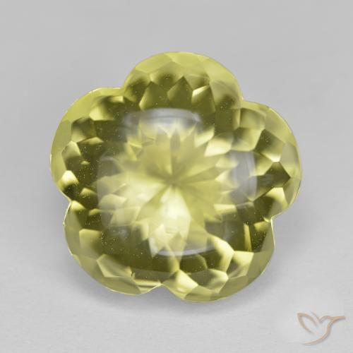 11.16ct Natural Amarelo esverdeado Quartzo, Flor cortada, Transparente