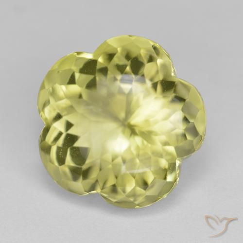 Quartzo Amarelo esverdeado Natural 11.16ct, Flor cortada, Transparente