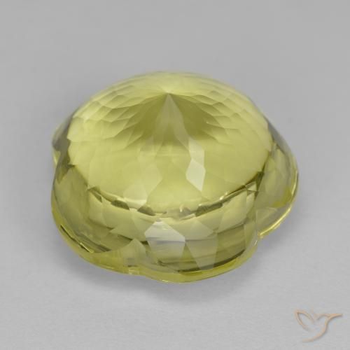 Quartzo Amarelo esverdeado Natural 13.86ct, Flor cortada, Transparente