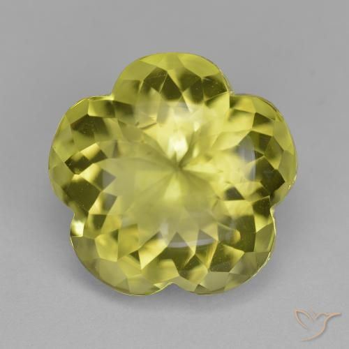 11.31ct Natural Limão amarelo Quartzo, Flor cortada, Transparente
