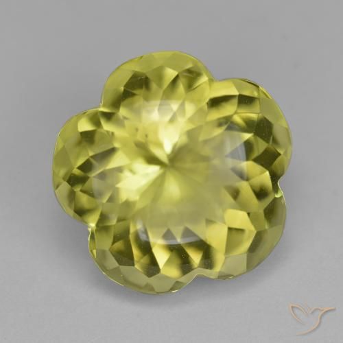 Quartzo Limão amarelo Natural 11.31ct, Flor cortada, Transparente