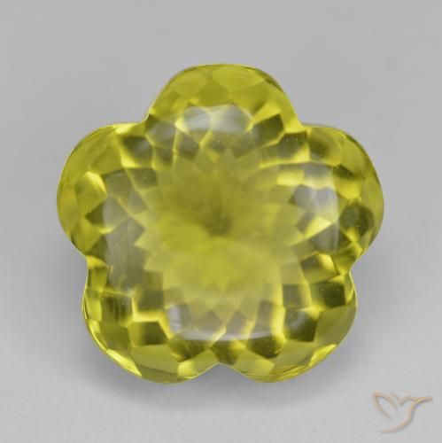 14.78ct Natural Amarelo esverdeado Quartzo, Flor cortada, Transparente