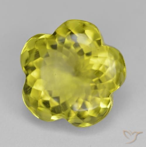 Quartzo Amarelo esverdeado Natural 14.78ct, Flor cortada, Transparente