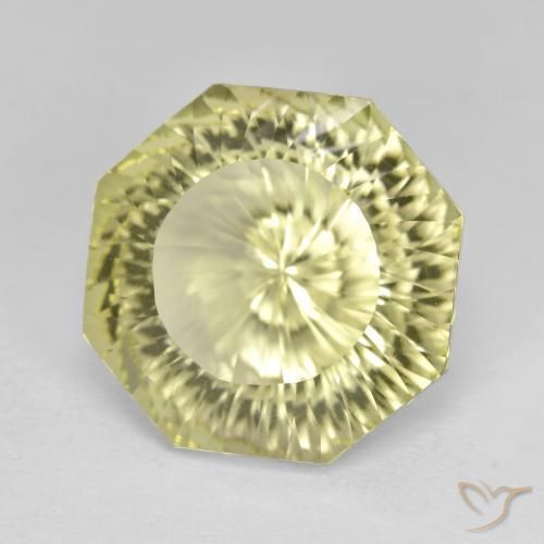 Quartzo Limão amarelo Natural 8.57ct, Corte Octógono / Esmeralda, VVS