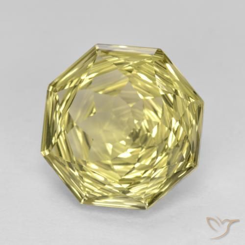 Quartzo Amarelo Abacaxi Claro Natural 5.68ct, Corte Octógono / Esmeralda, VVS