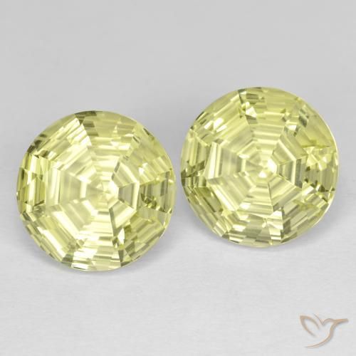 Pedras preciosas de Quartzo Luz amarela natural de 7.04 ct, Redondo, VVS-VS
