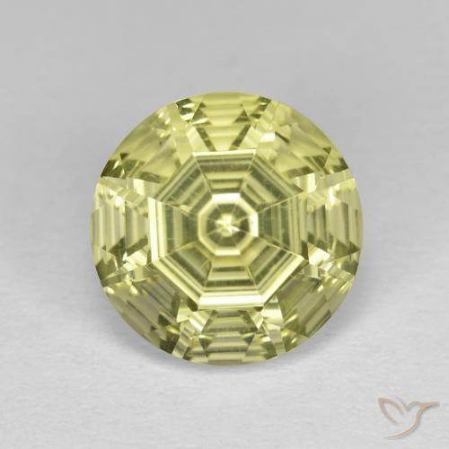 Quartzo Amarelo esverdeado Natural 3.62ct, Corte Redondo, VVS-VS