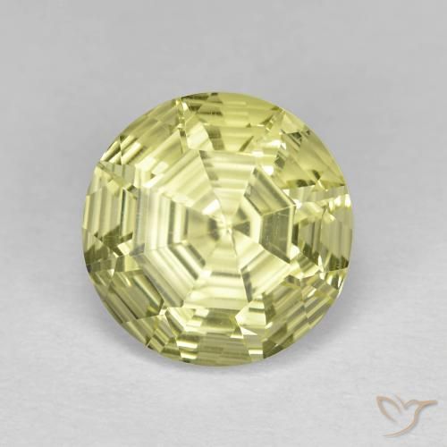 Quartzo Amarelo esverdeado Natural 3.62ct, Corte Redondo, VVS-VS