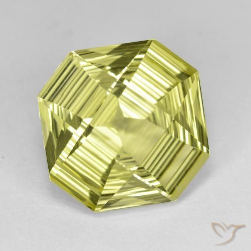 Quartzo Amarelo esverdeado Natural 6.15ct, Corte Octógono / Esmeralda, VVS