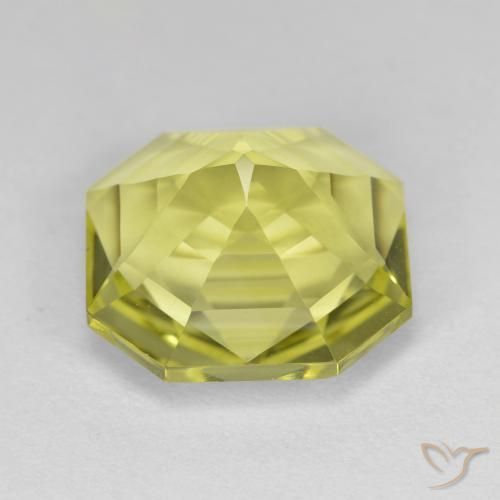 Quartzo Amarelo esverdeado Natural 6.15ct, Corte Octógono / Esmeralda, VVS