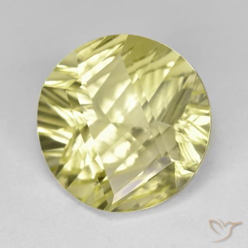 Quartzo Amarelo esverdeado Natural 9.92ct, Redondo, VVS